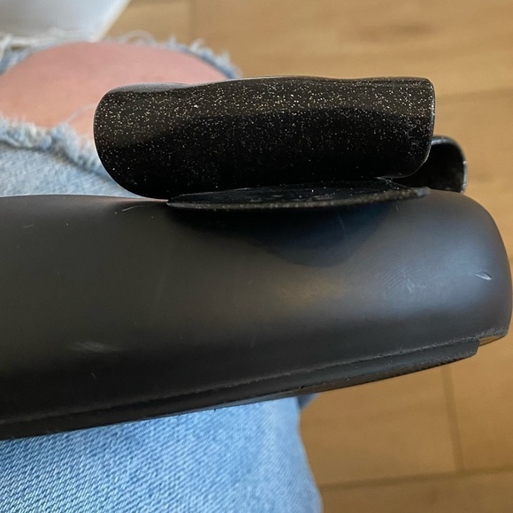 MELISSA  9 Black Jelly Ballet Flat with Glitter Bow - Picture 6 of 12